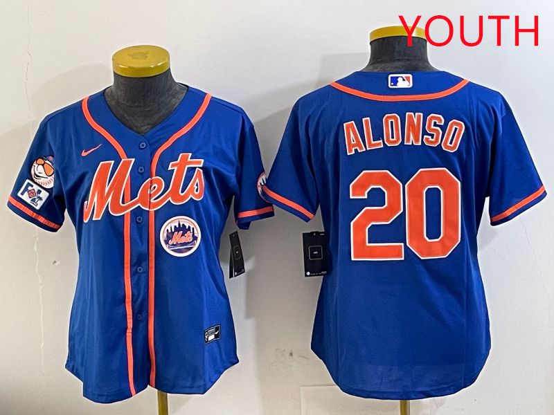 Youth New York Mets #20 Alonso Blue Game Fashion 2025 Nike MLB Jersey style 5->youth mlb jersey->Youth Jersey